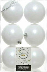 Set of 6 White Plastic Balls 8cm Set of 6 White Plastic Balls 8cm