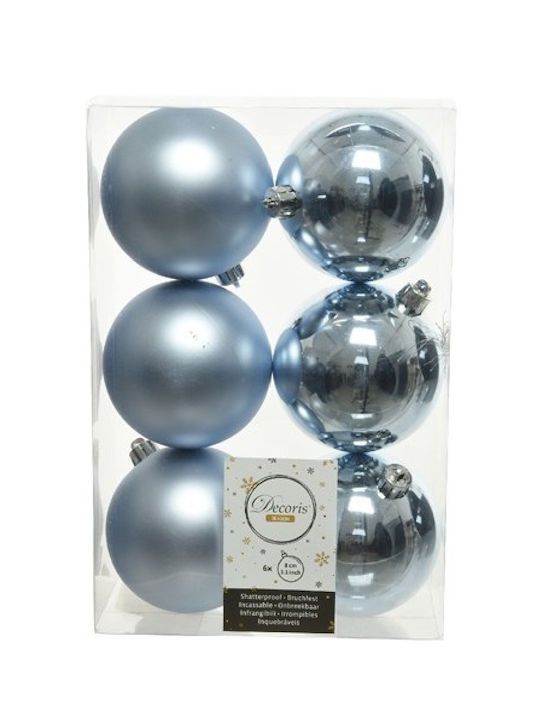Blue Dawn Set de 6 Globuri din Plastic Albastre...