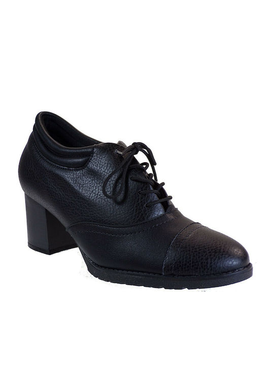 Δερμάτινα Γυναικεία Μποτάκια Oxfords Μαύρα