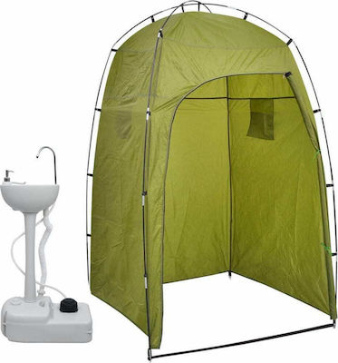 vidaXL Φορητός Νιπτήρας για Camping με Βάση 20lt & Σκηνή Χακί