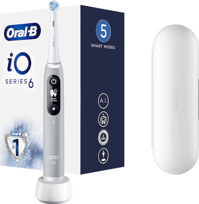 Oral-B iO Series 6 Electric Toothbrush with Timer, Pressure Sensor and Travel Case Gray Opal