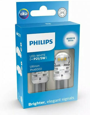 Philips Lampen Auto Ultinon Pro6000 P21/5W-BAY15D-1157 LED 6000K Kaltes Weiß 12V 5W 2Stück