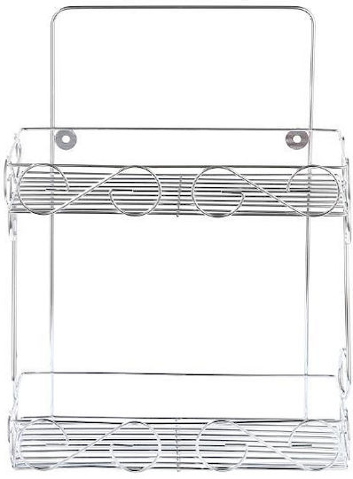 Next Wall Mounted Bathroom Shelf Metallic with 2 Shelves 25x12x27cm Silver