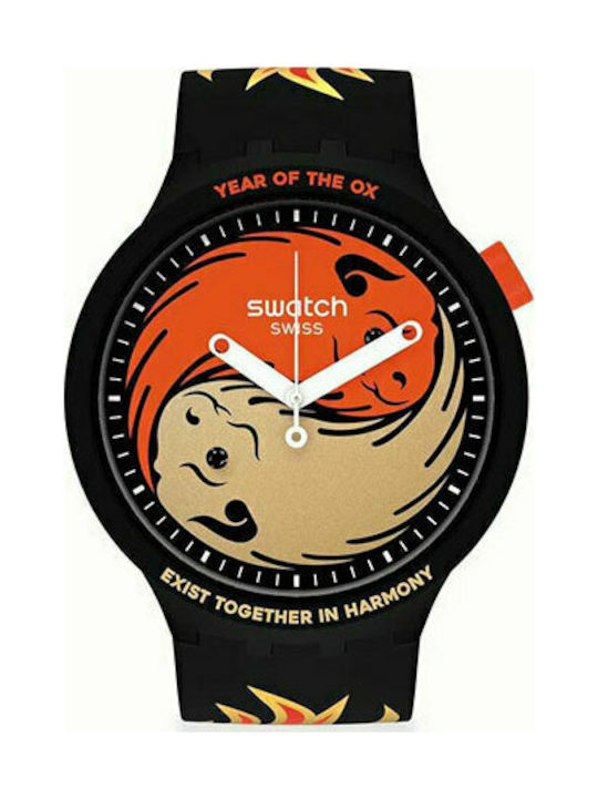 Swatch Ox Rocks Uhr mit Schwarz Kautschukarmband