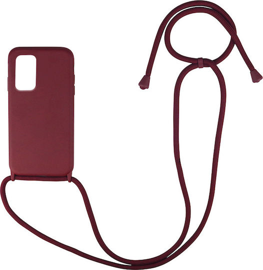 Sonique CarryHang Umschlag Rückseite Silikon 0.5mm mit Band Burgundisch (Galaxy A72)