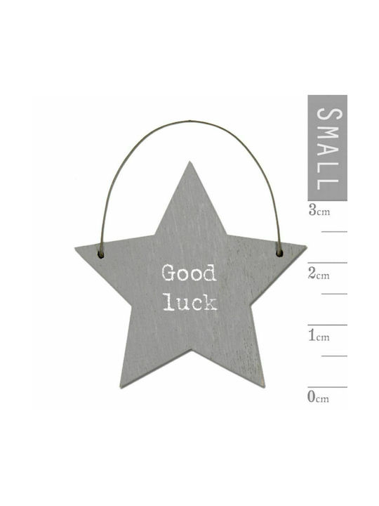 Synchronia Wooden Wall Hanging Decor Αστεράκι με Μήνυμα Good Luck Γκρι 3x0.5x6cm