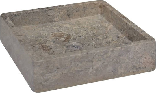 vidaXL Επικαθήμενος Νιπτήρας Πέτρινος 40x40cm Γκρι