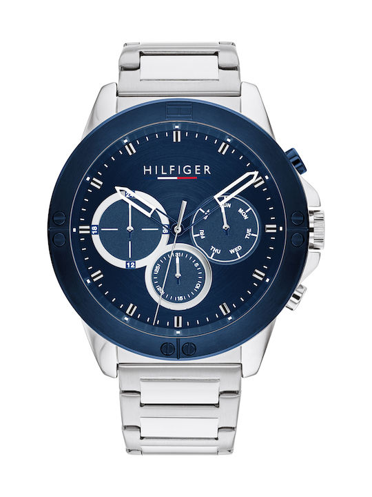Tommy Hilfiger Harley Men's Watch 46mm Chronograph Battery with Silver Metal Bracelet