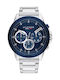 Tommy Hilfiger Harley Men's Watch 46mm Chronograph Battery with Silver Metal Bracelet