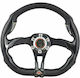 Simoni Racing X4 Carbon Leather Three Spoke Car Steering Wheel Lux Black/Black