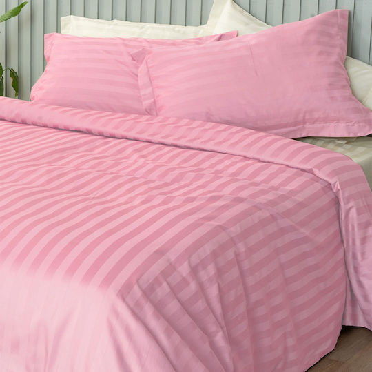 Palamaiki Satin Stripes Σετ Υπέρδιπλο 4τμχ 240x270εκ. Rose Palamaiki Satin Stripes Σετ Υπέρδιπλο 4τμχ 240x270εκ. Rose