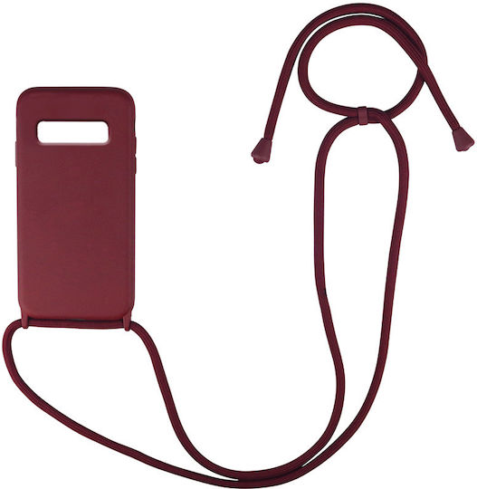 Sonique CarryHang Umschlag Rückseite Silikon 0.5mm mit Band Burgundisch (Galaxy S10+)