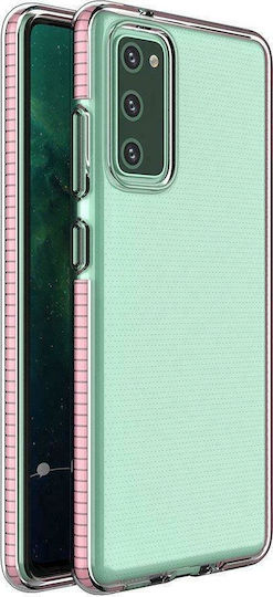 Hurtel Spring Back Cover Silicon 1mm Clear / Pink (Galaxy S21 5G)