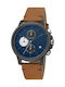 Esprit Watch Chronograph Battery with Brown Leather Strap