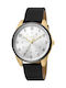 Esprit Watch Battery with Black Leather Strap