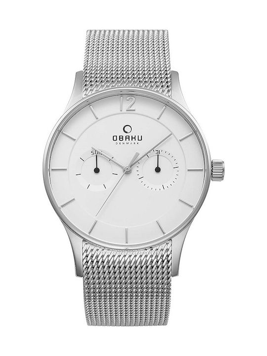 Obaku Uhr Chronograph Batterie mit Silber Metallarmband