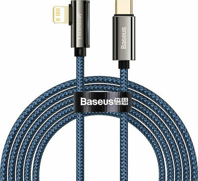 Baseus Legend Elbow Împletit / Unghi (90°) USB-C la Cablu Lightning 20W Albastru 2m (CACS000303)