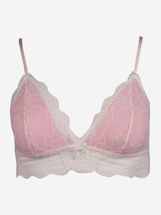 Norddiva Lingerie Δαντελένιο Σετ Εσωρούχων Bralette με Brazil Ροζ Norddiva