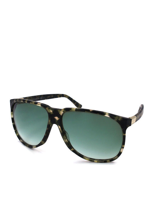 Gucci Women's Sunglasses with Brown Tartaruga Plastic Frame and Green Gradient Lens GG1002/S 9UJ/DB