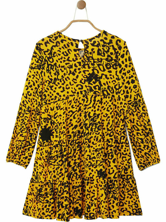 Laura Trapeze Παιδικό Φόρεμα Μακρυμάνικο Animal Print Κίτρινο