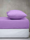 Madi Sheet Set with 1 Pillowcase for Single Bed with Elastic 100x200+30cm. Monochrome Purple 2pcs