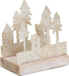 Espiel Ελατάκια Christmas Wood Gold Κηροπήγιο 15.5x14cm