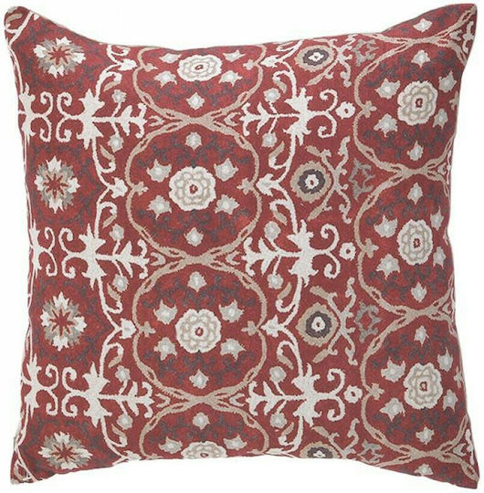 Inart Throw Pillow White Ivory and Red 2 Pieces 45x45cm Inart Throw Pillow White Ivory and Red 2 Pieces 45x45cm