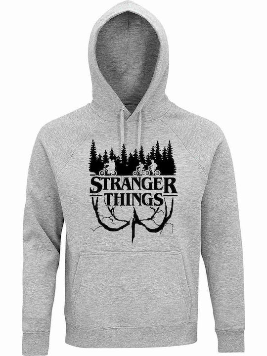 Hoodie Unisex, Organic "Stranger Things", Grey Melange