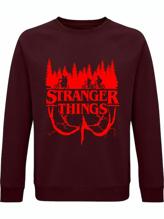 Sweatshirt Unisex, Organic "Stranger Things", Burgundy