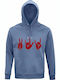 Hoodie Unisex, Organic "Peace, Love, Rock", Blue