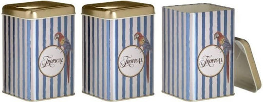Click Set of 3 Food Jars for Sugar Coffee Tea with Lid Metallic Brown 11x11x16.5cm 3 Pieces