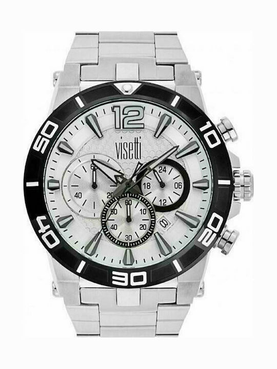 Visetti Spacelord Ceas Barbati 46mm Cronograf Baterie cu Brățară din Metal Argintie