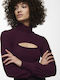 Only Women's Crop Top Turtleneck Long Sleeve Burgundy