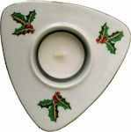 Cryspo Trio Noel Γκι Christmas Ceramic White Κηροπήγιο