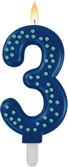 Legami Milano Candle Happy Number 3 Blue