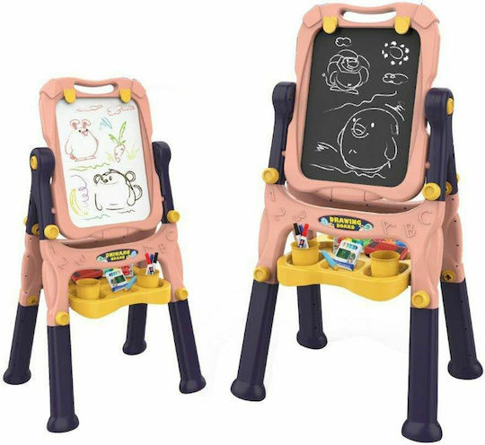 Zita Toys Πίνακας Μαρκαδόρου / Μαυροπίνακας Διπλής Όψης Επιδαπέδιος 62x45x110εκ. Ροζ