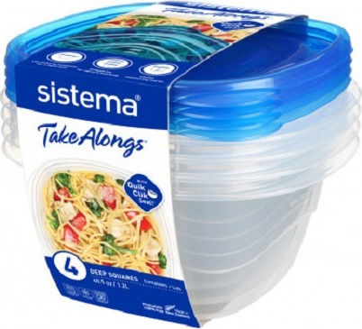 Sistema Plastic Lunch Box Take Alongs Blue 17.5x16cm 4pcs