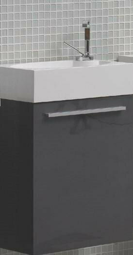 FT21.040.001IG Countertop with Sink & Mirror Glossy Lacquer L40xW22xH52cm Iron Grey