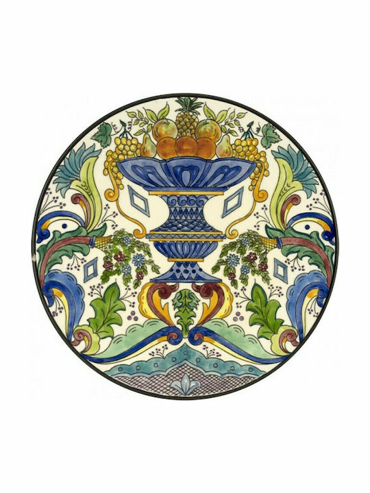 WM Collection NVenecia/D Platou Decorativ Rotundă Ceramică Multicoloră 1buc 32x32buc