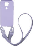 Sonique Carryhang Liquid Strap Back Cover Silicone 0.5mm with Strap Lilac (Redmi Note 9)