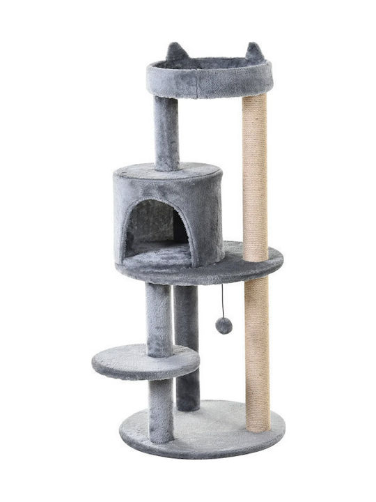 Pawhut Scratching Post Cat Trees Gray 4 levels 48x48x104cm