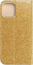 Forcell Shining Buchen Sie Synthetisches Leder Gold (iPhone 12 / 12 Pro)