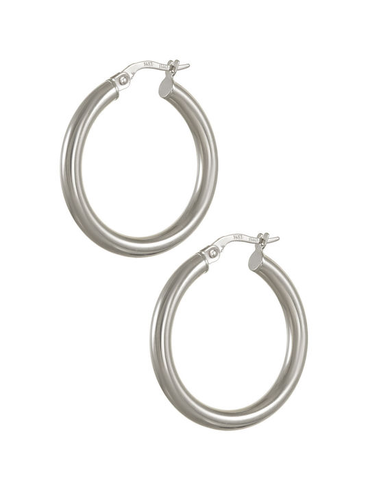 Earring in white gold 14K hoop 3.5cm