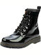 Anatomical Kids Boots from Patent Leather with Zipper Black