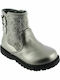 Elpis Anatomical Leather Kids Boots with Zipper Silver