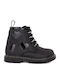 Balducci BS2967 Kids Leather Anatomic Military Boots with Zipper Black