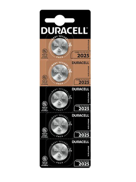 Duracell Μπαταρίες Λιθίου Ρολογιών CR2025 3V 5τμχ
