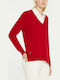 Ralph Lauren Damen Langarm Pullover mit V-Ausschnitt Rot