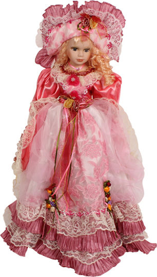 Keskor Decorative Porcelain Doll made of Porcelain With Dress and Hat 62cm 1pcs