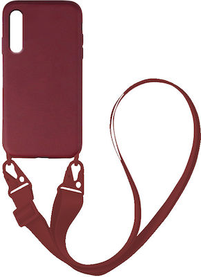 Sonique Carryhang Liquid Strap Silicone Back Cover with Strap Burgundy (Galaxy A70)